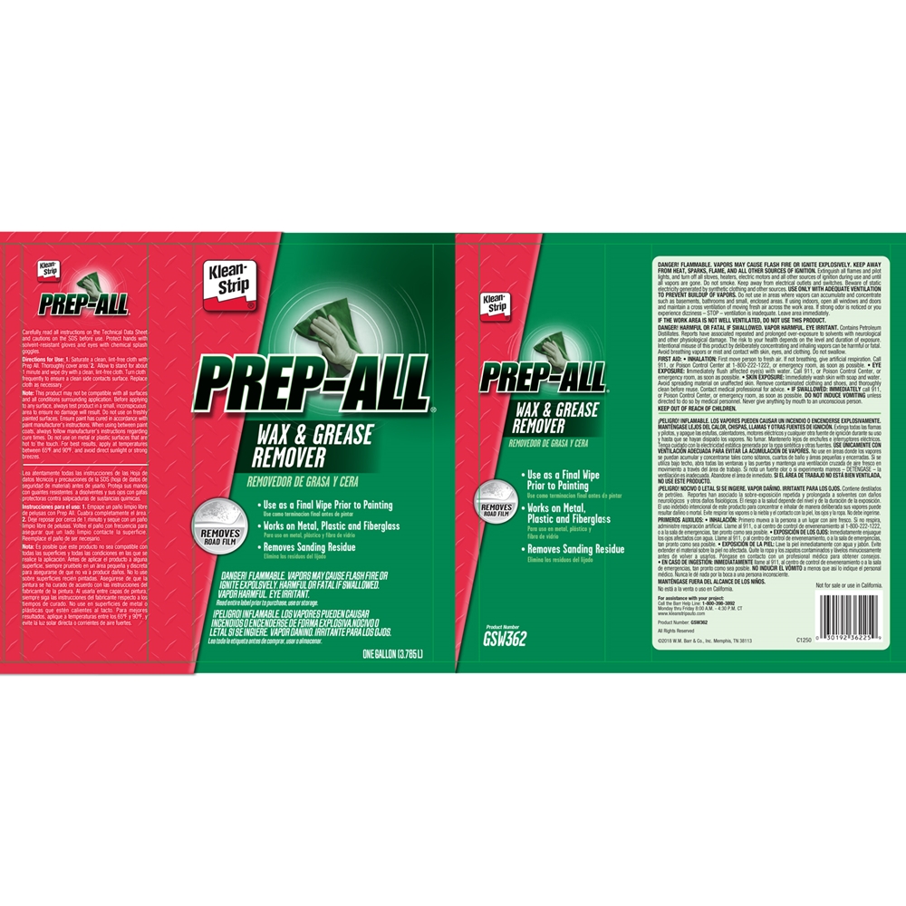Klean Strip KLE-GSW362 Prep-all Wax & Grease Remover, Gallon