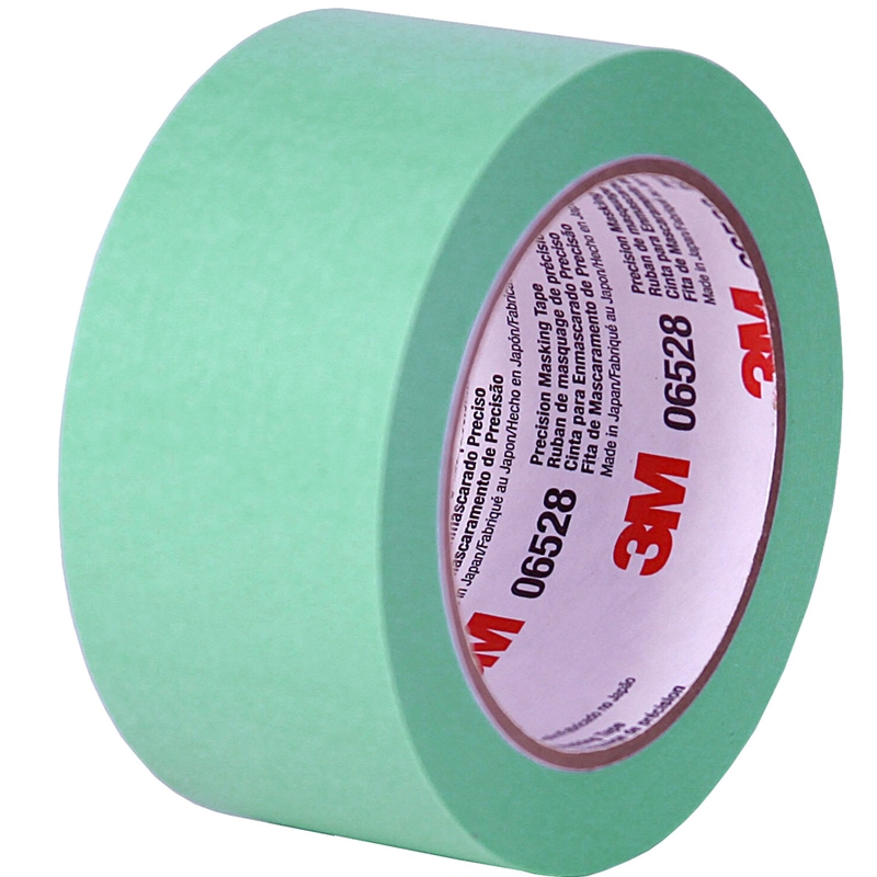 3M 2" X 60 Yds. Green Precision Masking Tape Roll (6/Case) - 6528