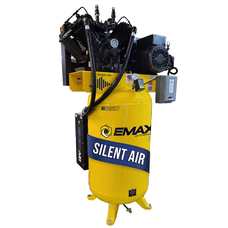 EMAX E450 Series – 7.5 Air Compressor, 80 Gallon, 3 Phase,2 Stage Pressure Lubricated, Silent Air System-ESP07V080V3