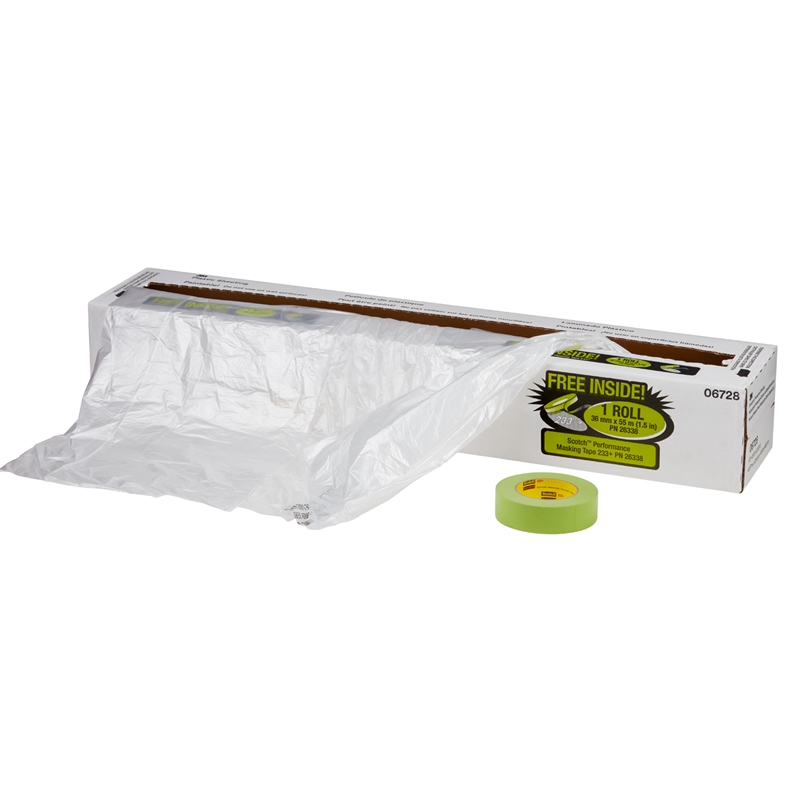 3M 16' X 350' Clear Protective Overspray Plastic Sheeting - 6728