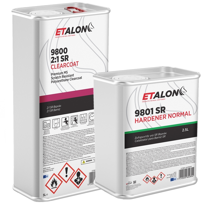 ETALON 9800 2:1 Acrylic SR Clearcoat 5 Liter & ET9801-NORM25 Normal Hardener Kit