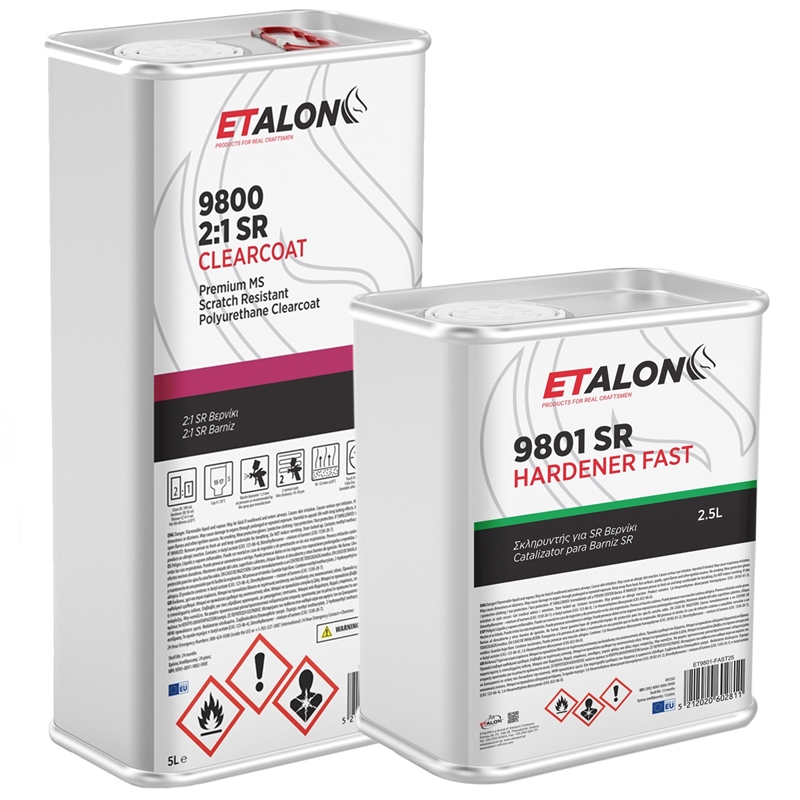 ETALON 9800 2:1 Acrylic SR Clearcoat 5 Liter & ET9801-FAST25 Fast Hardener Kit