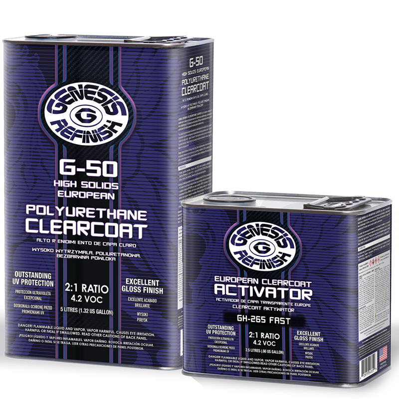 Genesis Refinish G-50 High Solids Euro Polyurethane Clear Coat 2:1 5 Liter & 2.5 Liter GH-265 Fast Activator Kit