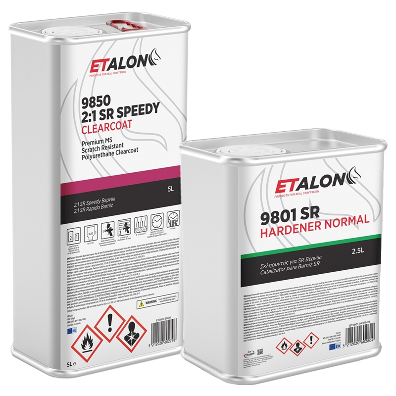 ETALON 9850 2:1 SR Speedy Clear Coat 5 Liter & 2.5L ET9801-FAST25 Fast Hardener Kit