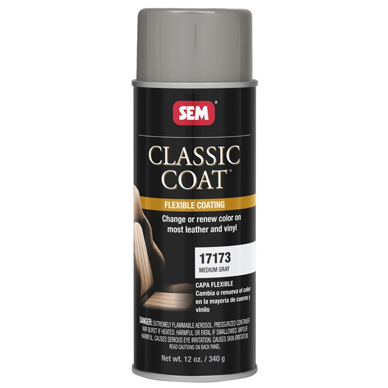 SEM Classic Coat Medium Gray Leather Vinyl Paint 12 oz - 17173