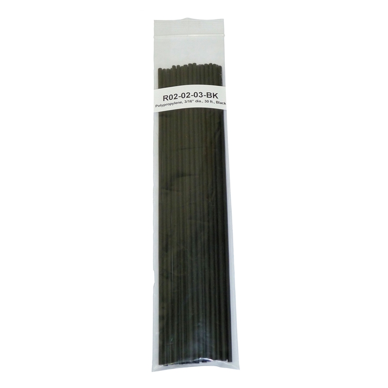 Polyvance 3/16" x 12" Black Polypropylene Welding Rods - R02-02-03-BK