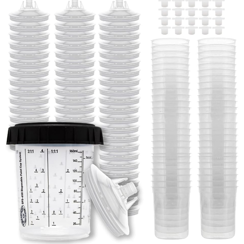 Genesis Refinish Disposable Paint Spray Gun Cup Liners and Lid System 50
