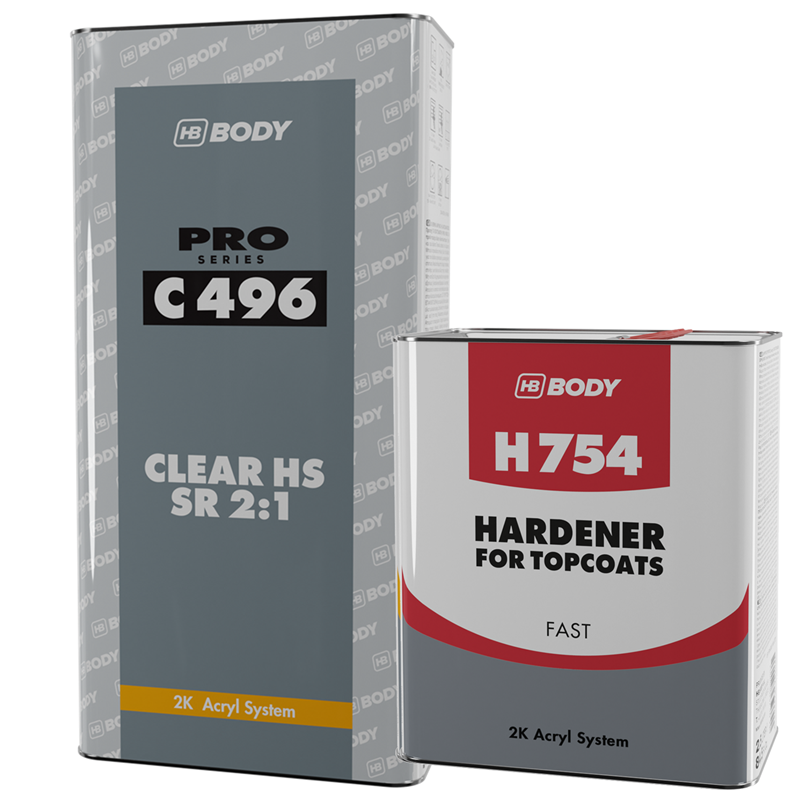 HB Body C496 Matte HS SR 2:1 Clear Coat and Fast Hardener  5-Liter - C496 -H754