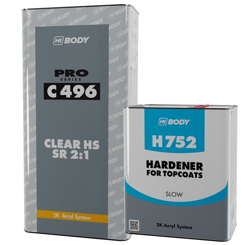 HB Body C496 Matte HS SR 2:1 Clear Coat and Slow Hardener  5-Liter - C496 -H752