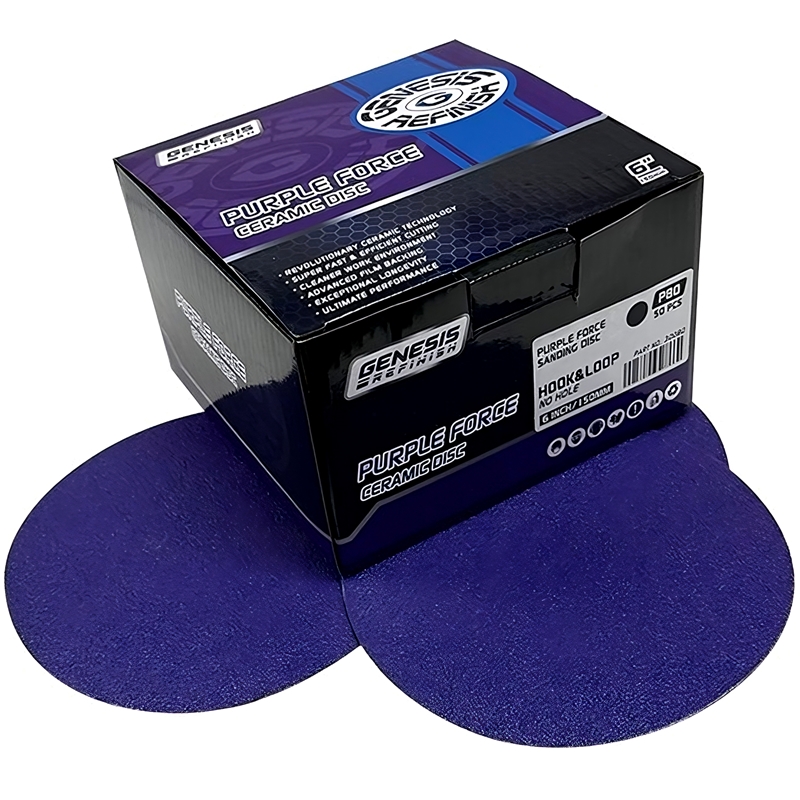Genesis Refinish 6" 80 Grit Hook & Loop Purple Force Revolutionary Ceramic Solid Film Disc (50/Box) - GR-30080