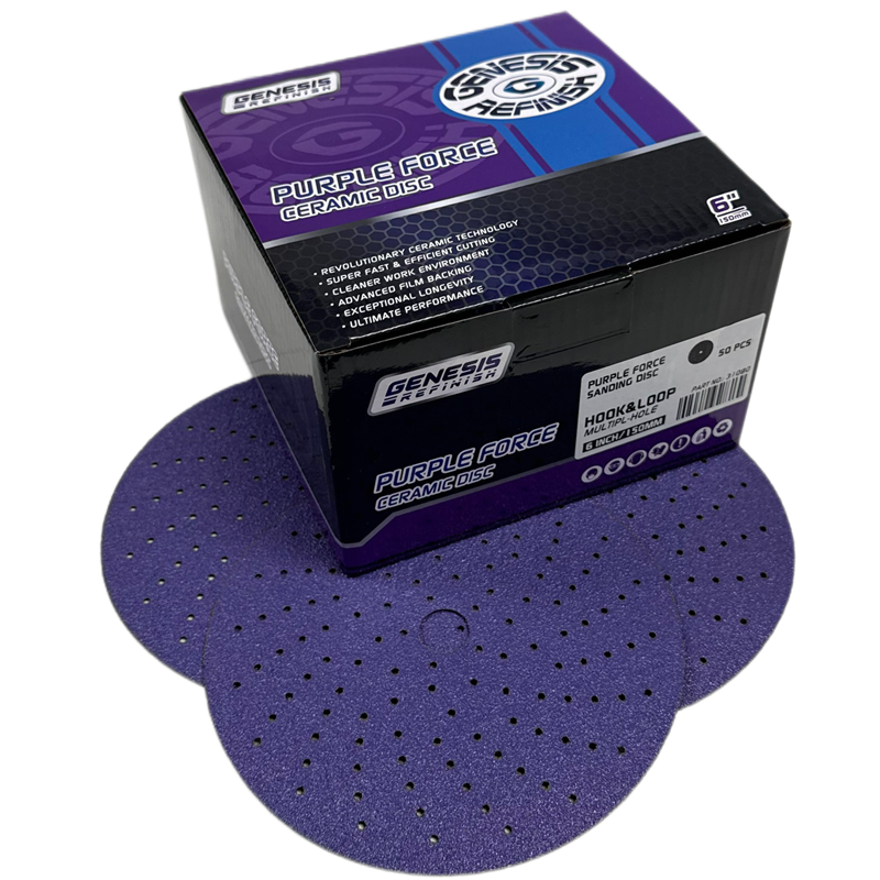Genesis Refinish 6" 150 Grit Laser Cut, Multi-Hole Hook & Loop Purple Force Revolutionary Cerami... - GR-31150