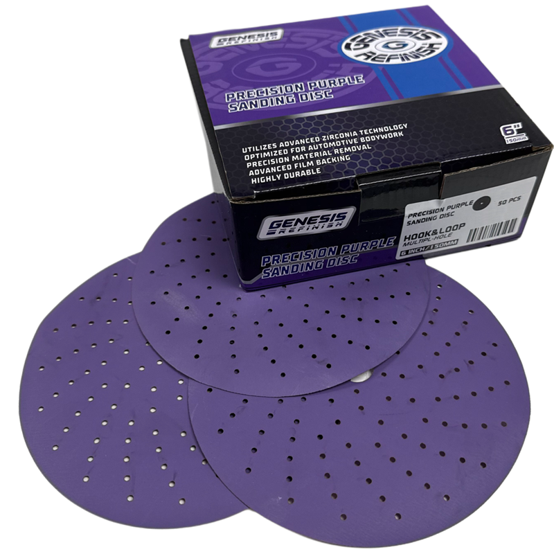 Genesis Refinish 6" 600 Grit Multi-Hole Hook & Loop Precision Purple Advanced Zirconia Film (50/... - GR-34600