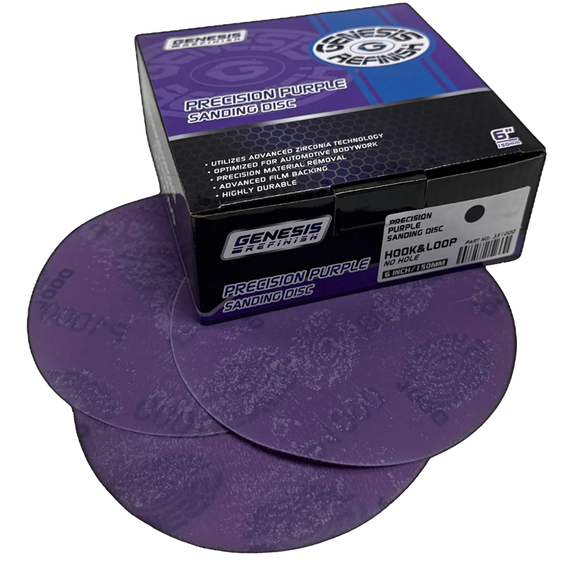 Genesis Refinish 6" 1000 Grit Hook & Loop Precision Purple Advanced Zirconia Film (50/Box) - GR-351000