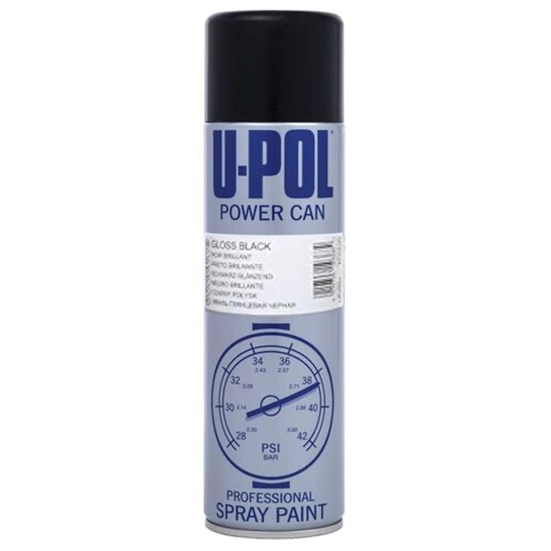 U-Pol Powercan Gloss Black Aerosol 500Ml