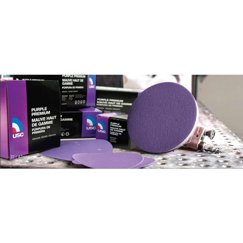 USC 6" 120 Grit Vacuum Velcro Purple Film Discs (50/Box) - 991808