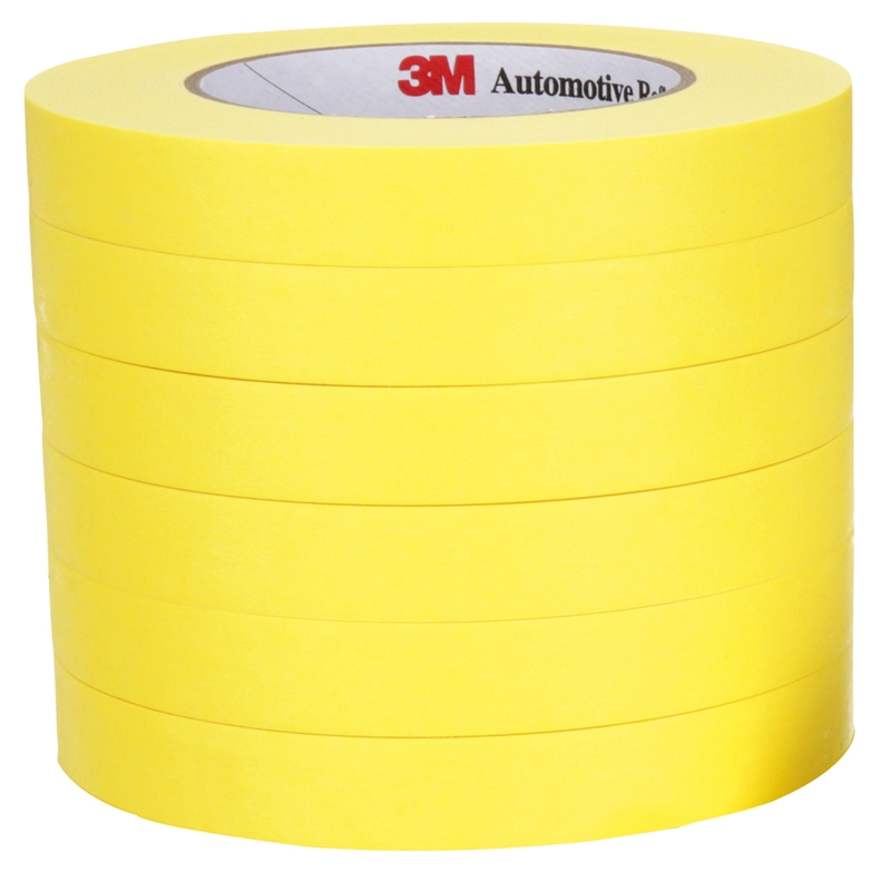 3M 3/4" Yellow Masking Tape Sleeve of 6 Rolls - 06652