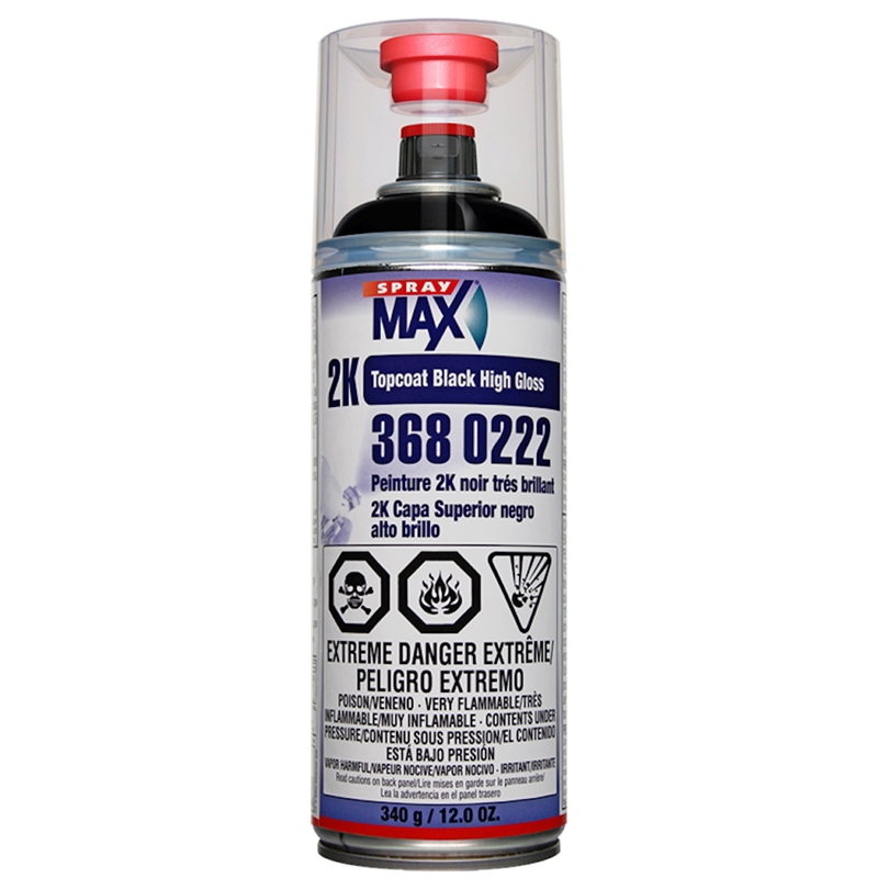 SprayMax 2K DTM TOPCOAT- GLOSS BLACK AEROSEL - 3680222