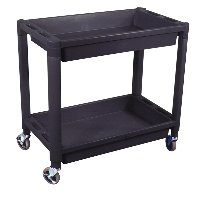 Astro Pneumatic Heavy Duty Plastic 2 Shelf Utility Cart - Black Color - 8330