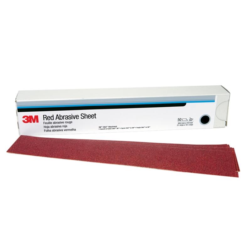 3M 2-3/4" X 16-1/2 320 Grit Red Velcro File Sheet (25/Box) - 1177