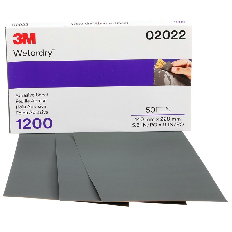 3M 5-1/2" X 9" 1200 Grit Wet/Dry Sheets (50/Pack) - 2022