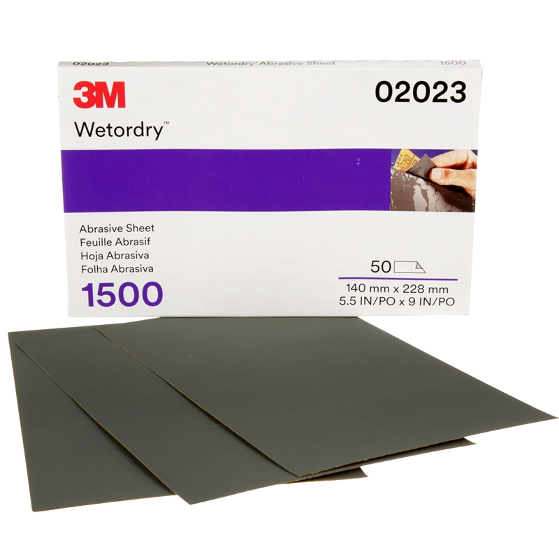 3M 5-1/2" X 9" 1500 Grit Wet/Dry Sheets (50/Pack) - 2023