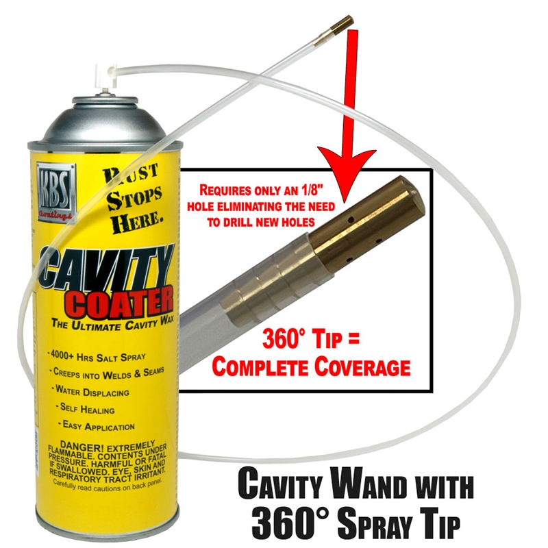 KBS Coatings Cavity Coater - Aerosol Can & Cavity Want W/ 360 Degree Spray Tip - 75101