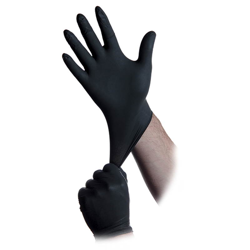 InTouch Black Nitrile Powder Free Exam Gloves Medium Box of 100 - B311-M