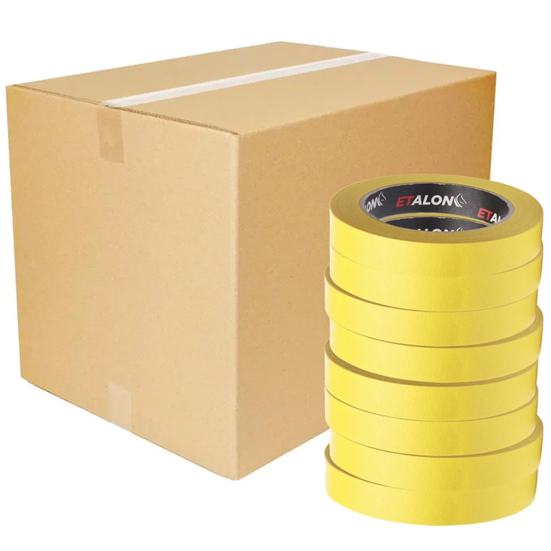 ETALON Premium Masking Tape 18mm (3/4") X 50 Yds., Bright Yellow Case of 48 Rolls - ET1101850