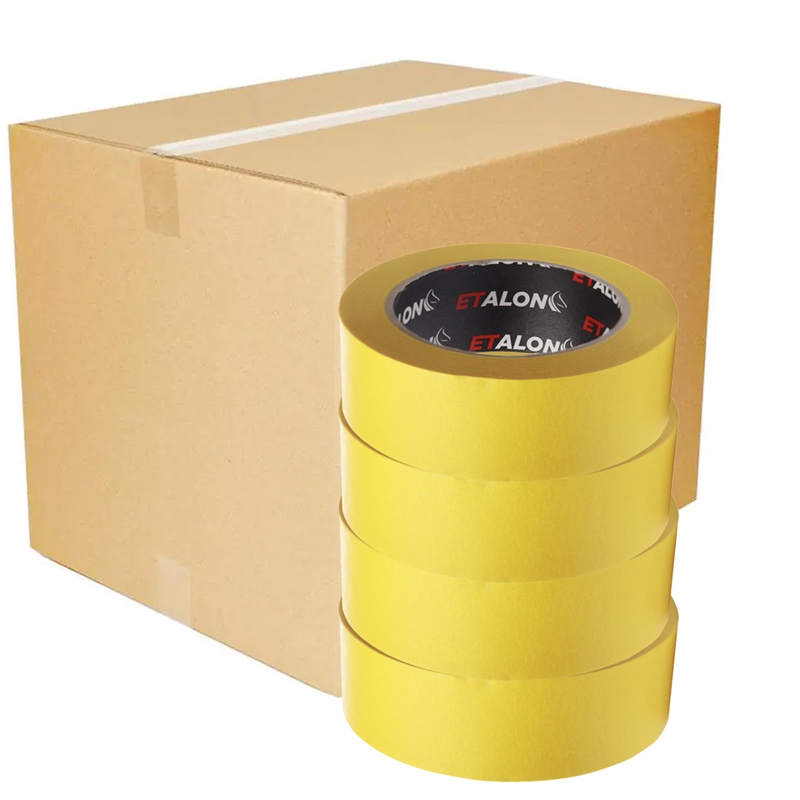 ETALON Premium Yellow Masking Tape 36mm (1-1/2") X 50 Yds Case of 24 Rolls - ET1103650