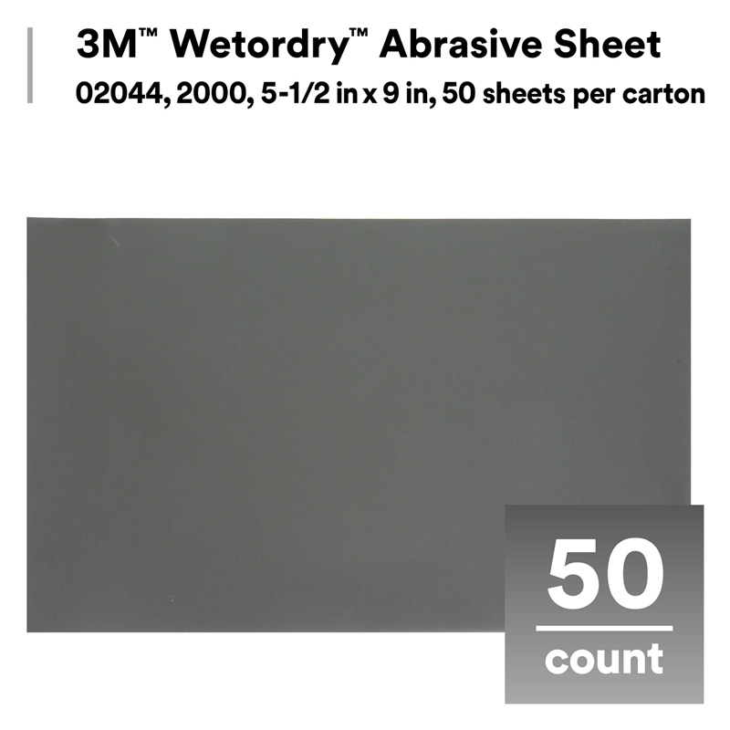 3M™ Wetordry™ Abrasive Sheet 413Q, 02000, 600, 9 In X 11 In, 50 Sheets Per Carton 5 Cartons Per Case - Foto 4