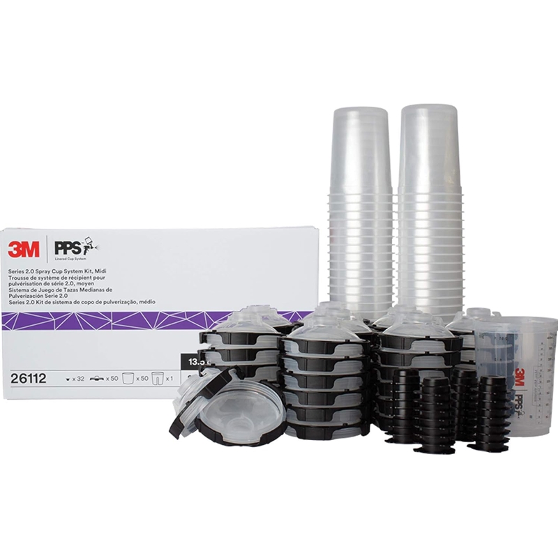 3M Pps 400Ml Spray Cup Lid & Liner Kit (50/Box) - 26112