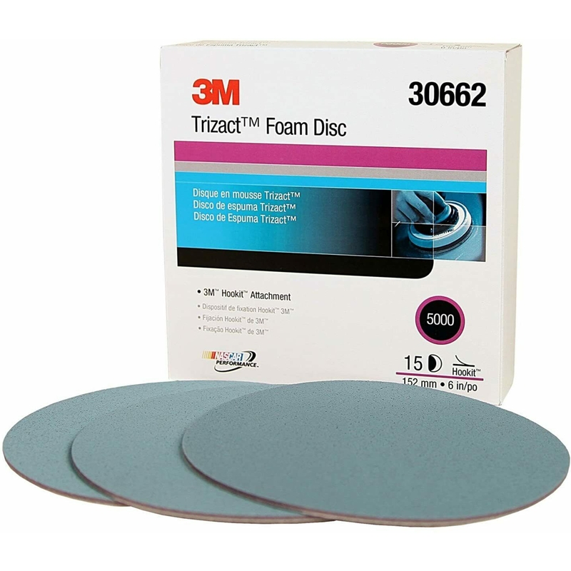 3M 6" 5000 Grit Blue Foam Psa Trizact Disc (15/Box) - 30662