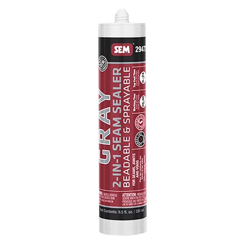 SEM 2-In-1 Grey Sprayable Seam Sealer 9.5 Oz. Tube - 29472