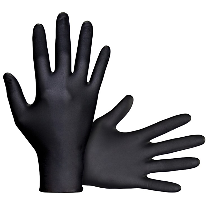 SAS Raven Black Nitrile Gloves Large Box of 100 - 66518