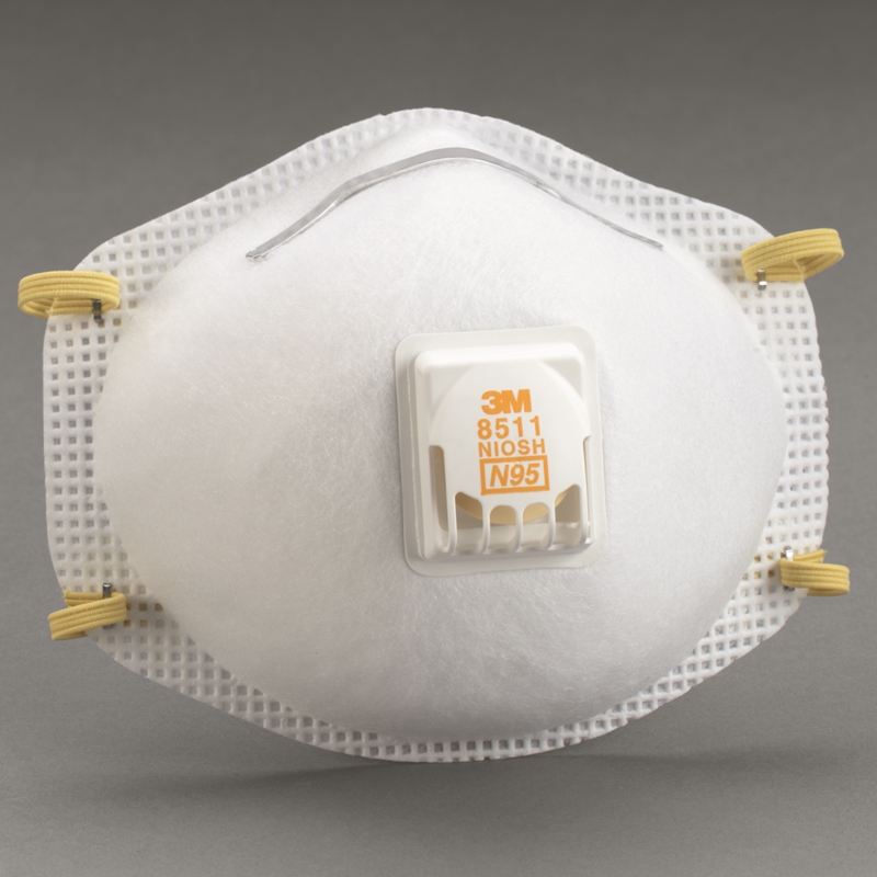 3M (8511) N95 Molded Cup Standard Particulate Respirator (10/Box) - 54343
